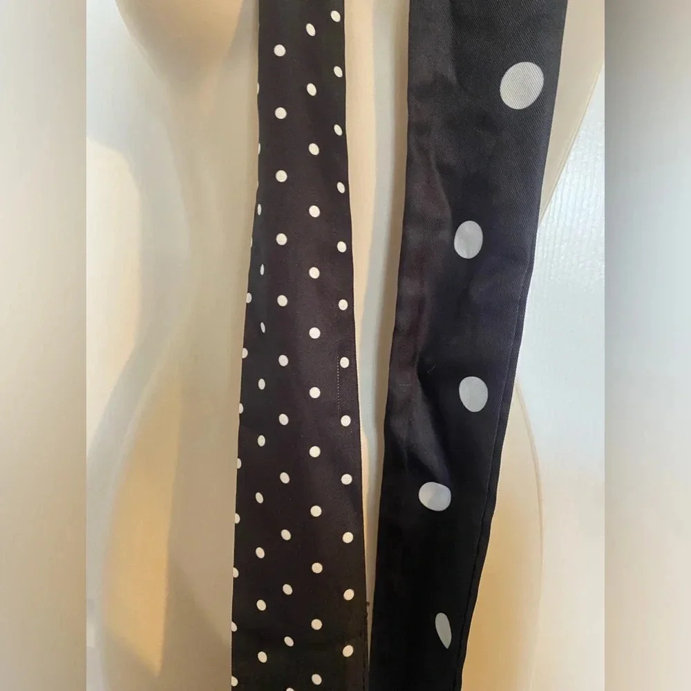 Zara Black White Polkadot Tassel Belt Scarf Accessory